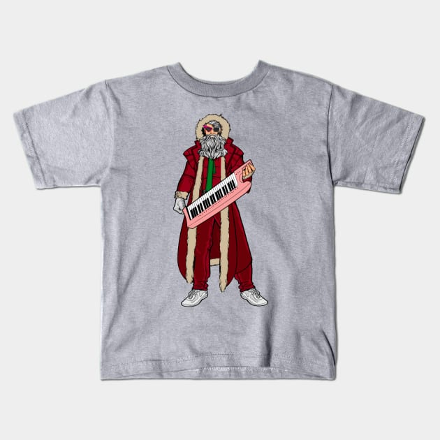 Rad Santa with Keytar Kids T-Shirt by Totally Rad Christmas